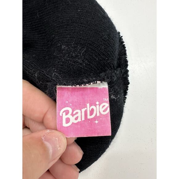 Barbie Girls Childrens Hat Black Purple Sparkly Beanie Pull On Knit VTG - Picture 4 of 9